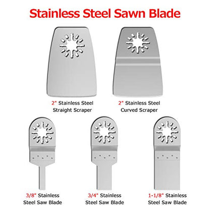 100 Pieces Oscillating Saw Blades, Multi Tool Blades Kits with Sandpaper for Wood, Metal Cutting, Quick Release Tool Blades Kits Fit for Multimaster Rockwell Fein Bosch Task Ryobi