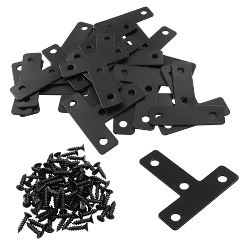 Bivethoi T Shape Flat Mending Plates, 50 x 50mm (2" x 2"), Black - size: 50x50mm/2"x2", style: T shape