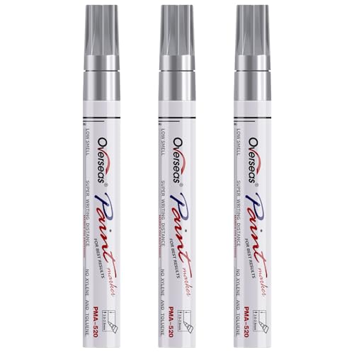 Overseas Silver Paint Pens Permanent Markers, 3 Oil Based Paint Makrers - color: Silver