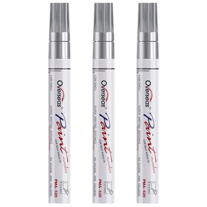 Overseas Silver Paint Pens Permanent Markers, 3 Oil Based Paint Makrers - color: Silver