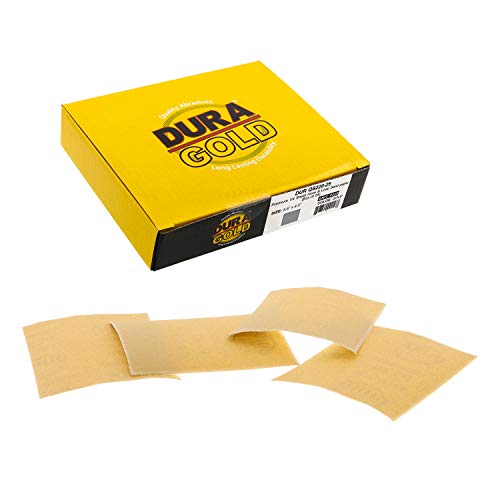 Dura-Gold Premium 1/4 Sheet Gold Sandpaper Sheets, 220 Grit (Box of 25) - size: 220-Grit