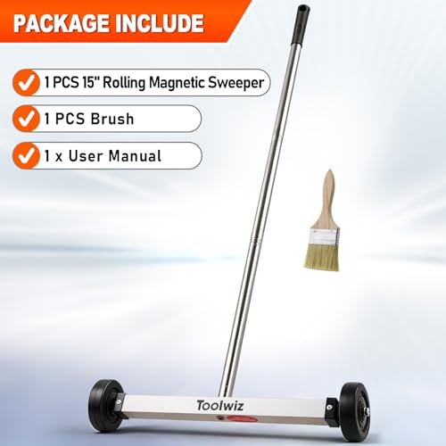 Toolwiz 15" Rolling Magnetic Sweeper 10 Lbs Rolling Magnetic Sweeper - size: 15 Inches