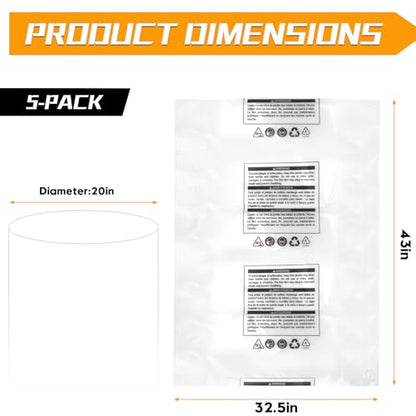 70002 Clear Plastic Dust Collection Bags, 20-Inch x 43-Inch, 5 PCS - style: 5PCS