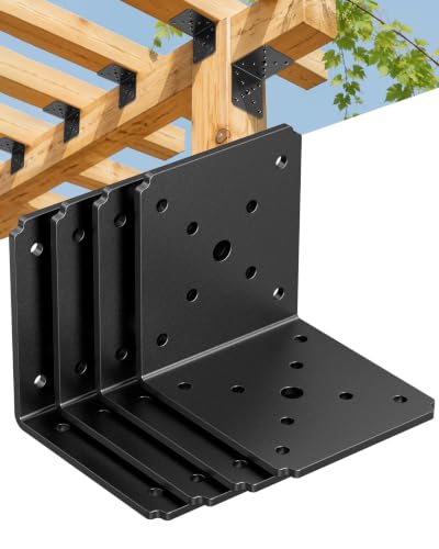 4PCS L Brackets Heavy Duty, 4X4X3.5 L Brackets for Wood Black