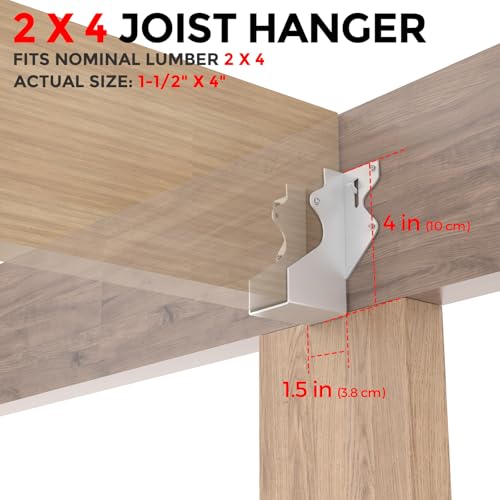 50 Pcs 2x4 Joist Hangers for Wood,18 Gauge Metal Face Mount Joist Hangers, Lu24 Joist Hangers Galvanized, Hurricane Ties for Rafter, Rafter Brackets 2x4 for Deck,Floor,Roof Overhang and Ceiling Joist - size: 50 Pcs 2x4 Joist Hanger, style: Silver