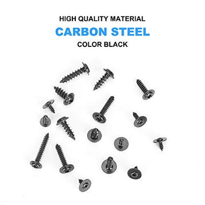 540pcs M2.3 M3 M4 Phillips Truss Head Tapping Screw Wafer Head with Washer, Self Tapping Screw Assortment Kit, Black Carbon Steel. - color: Black