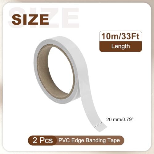 uxcell 2Pcs 3/4" x 33 ft PVC Edge Banding Tape, Glossy White - color: Glossy White, size: 3/4" x 33 ft