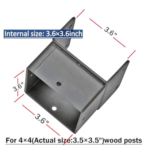 4x4 Post Anchor Connector (2 Pack), Stainless Steel Tie Bracket for 4x4 and 4x6 Wood Posts, Supporting Wood Beams - size: 4×4 - 4×6