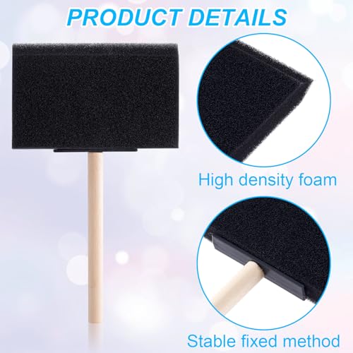 4 Pcs Foam Paint Brushes, 1" 2" 3" 4", Black