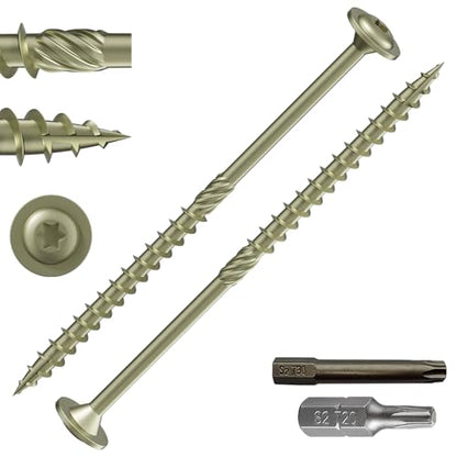 Wensilon #10 x 4 Yellow Lag Screws, Structural Wood Screw,46PCS 1lbs 4.8x100mm - color: Yellow, size: #10 x 4"