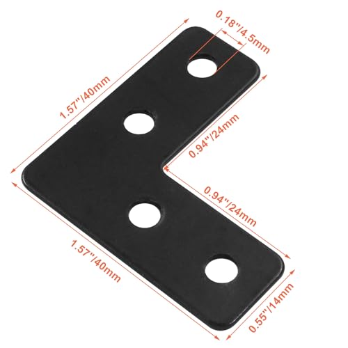 Bivethoi L Shape Flat Mending Plates, 40 x 40mm (1.57" x 1.57"), Black - size: 40x40mm/1.57"x1.57", style: L shape