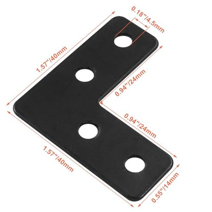 Bivethoi L Shape Flat Mending Plates, 40 x 40mm (1.57" x 1.57"), Black - size: 40x40mm/1.57"x1.57", style: L shape