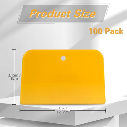 Body Filler Spreaders (Pack of 100) - 5 Inch Yellow Reusable Auto Body Plastic Filler Spreader Tool for Automotive Body Applying Fillers, Putties, Glazes, Caulks - Autobody Paint Repairs - size: 5inch