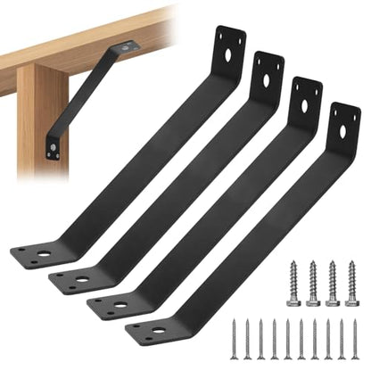 Angle Brackets 4 Pcs 11.2" Inside Mount 45-Degree Angle Corner Braces Inside Joint for Wood Post and Beam Desk Edge Box Pergola Gazebo DIY Kit - size: 11-1/8'' x 1-1/2''