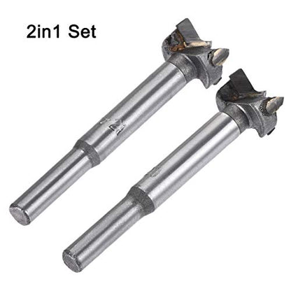 uxcell Forstner Wood Boring Drill Bits 20mm 21mm Dia. Hole Saw Carbide Alloy Steel Tip Round Shank Cutting for Hinge Plywood Wood Tool 2in1 Set - size: 20mm, 21mm
