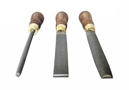 Narex 854252 3 Piece Set Fine Cut Round Rattail, Half Round and Rectangular 200 mm Cabinetmaker Wood Rasp