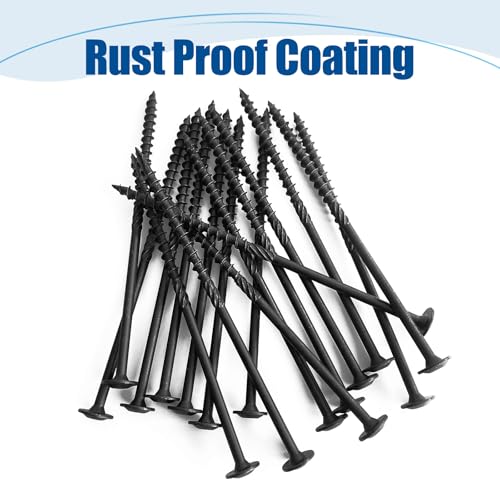 Lag Screws #14×4", 100PCS Heavy Duty Construction Screws, Rust Resistant, Washer Head, Black Coated External Wood Screws, Trusss Lag Screws, 2PCS T30 Star Bit Included - size: #14×4″