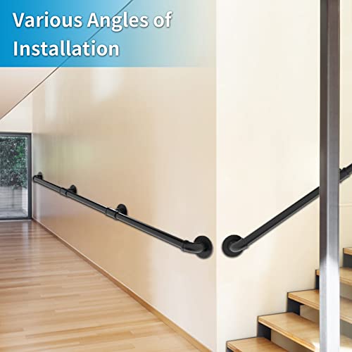 Pipe Stair Handrail 11.5FT/350CM,Industrial Staircase Railing - size: 11.5 Feet