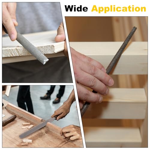 HARFINGTON 2pcs Wood Rasp File 12" Steel Round Cut File Rasp Multifunctional Hand Files for Woodworking Sharpening Wood Metal - size: 12 Inch, style: Round