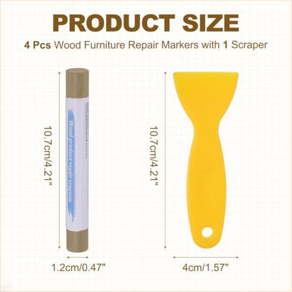 PATIKIL 4Pcs Wood Furniture Repair Markers with Scraper, Coffee - color: Coffee