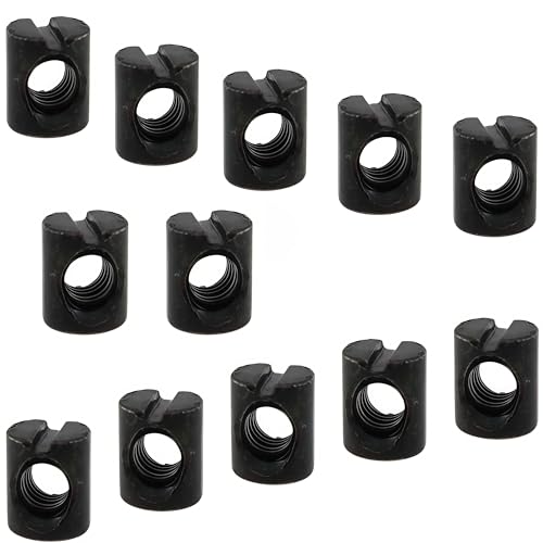 M6 Barrel Nuts 10 x 11mm Dowels Slotted Nuts Horizontal Hole Hardware Replacement Kit for Crib Bed Headboards Chairs Furniture (Black, 12 Pcs)