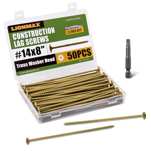 LIONMAX Lag Screws 8 Inch, Timber Screws #14 x 8, 50-PCS, Bronze - color: Bronze, size: #14 x 8"