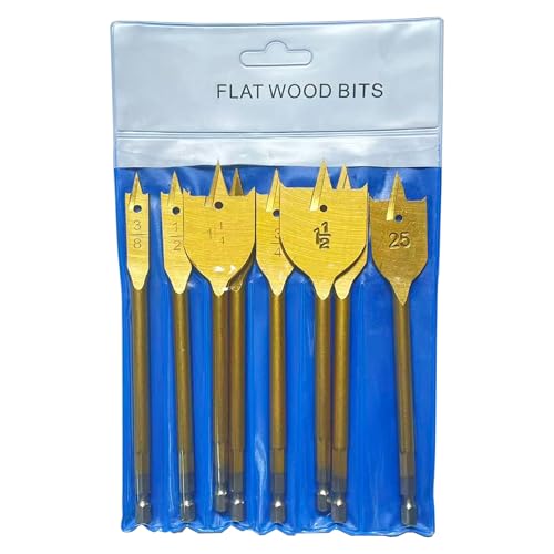 8PCS Spade Drill Bits Set, 1/4" Quick Change Hex Shank, Titanium Coating, Hole Cutter, Paddle Flat Bits for Woodworking, 1/4"-1-1/2‘’ (8pcs) - size: 8pcs