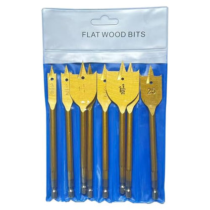 8PCS Spade Drill Bits Set, 1/4" Quick Change Hex Shank, Titanium Coating, Hole Cutter, Paddle Flat Bits for Woodworking, 1/4"-1-1/2‘’ (8pcs) - size: 8pcs