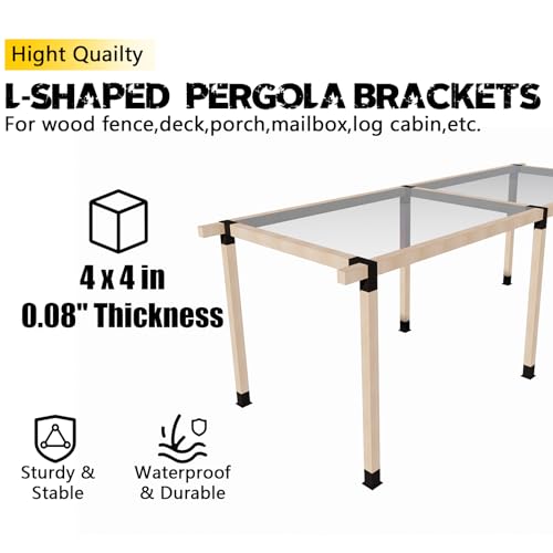4x4 Pergola 2-Way Brackets,L-Shaped Corner Angled Design 4Pack - size: 4x4