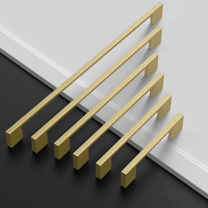 Amerdeco 10 Pack Brushed Gold Cabinet Pulls 3-3/4" - color: Brushed Gold, size: 3.75" hole center