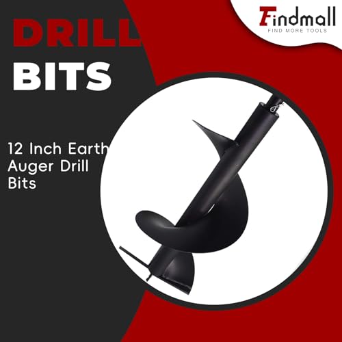 findmall Earth Auger Drill Bits 4 inch 6 inch 8 inch 10 inch 12 inch Fit for Inner Diameter 3/4 inch Shaft Auger Fence Hole Digger (12inch) - size: 12inch