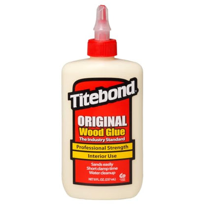 Titebond Original Wood Glue 5063, Industry Standard for Woodworking, Furniture Repair/Assembly, Construction, Home Repair or Modeling, 8 oz - size: 8 fl oz