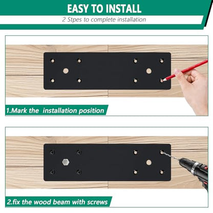 Pergola Flat Brackets 10" x 3",I-Shape Straight Joining Brackets for 4 x 4 or 6 x 6 Lumber,Heavy Duty Mending Plate for Gazebo,Porch,Truss Framing,Log Cabins - 2Pack - size: I-Shape