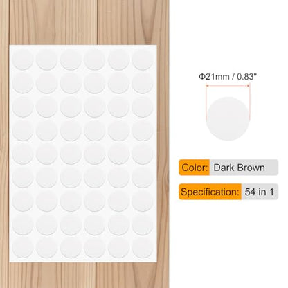 Generic 2 Sheets Screw Hole Covers Stickers 21mm 54 in 1 Self Adhesive Screw Covers Caps Waterproof Dustproof Sticker PVC for Wall Cabinets Desk Screws Furniture Repairing, White