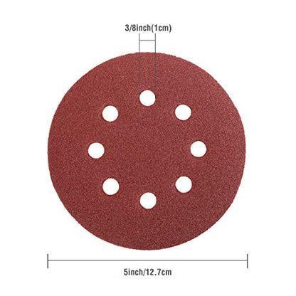 WORKPRO 80-Piece Sanding Disc Set，5-Inch 8-Hole Hook and Loop Sanding Discs, 60, 80, 100, 120, 180, 240, 320, 400 Grits Sandpaper for Random Orbital Sander(Not for Oscillating Tools or Mouse Sander) - size: 80 Count (Pack of 1)