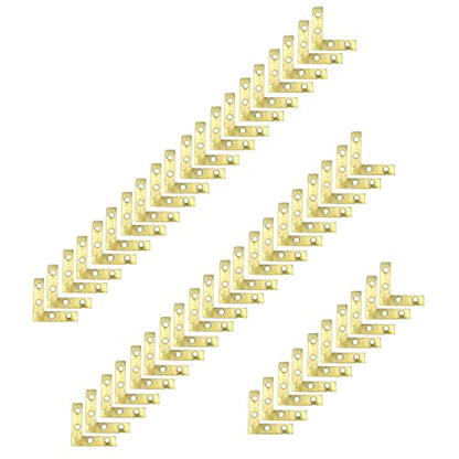 50Pcs Corner Brace 4 Holes Flat Corner Braces 1.5" x 1.5" (Gold) - style: Gold