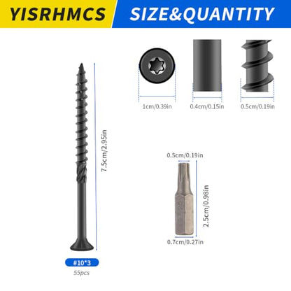 #10 x 3 Inch Wood Screws 55 PCS Deck Screws T25 Torx