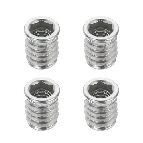 MECCANIXITY 4Pcs Threaded Inserts Nuts, M8x17mm Hex Socket Drive Nut Inserts for Wood - 304 Stainless Steel Screws Furniture Screw in Nuts Bolt Fastener Connector Wood - size: M8x17mm