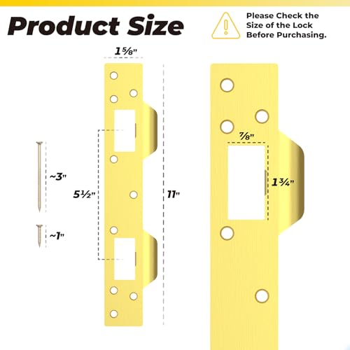 U10385 U9480 Door Strike Plate Reinforcement Plate, Steel, Brass