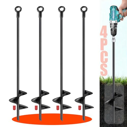 18 inch Ground Anchors Srew in Heavy Duty, Earth Shed Anchor Kit, Trampoline Stake Hook for Dirt, Swing Sets, Playset, Tent, Canopy, Carport, Hurricane, Mobile Home Tie Down, 4pcs - size: 4 Pack