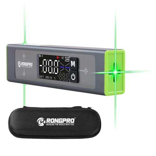 3-in-1 Digital Level LCD Display, Aluminum Angle Finder with Magnetic, Laser Level with 100Ft Laser cross line & Wall Line for Hanging Frames & Picture, USB-C Rechargeable