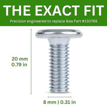 Spare Hardware Parts Replacement for IKEA Furniture Screw Metric Head Cap PF6S Screw - Part #130769 | Joint Connector Bolt M8.0-1.25×20 Full Thread with 5mm Hex Recess | Pack of 4 - size: 130769