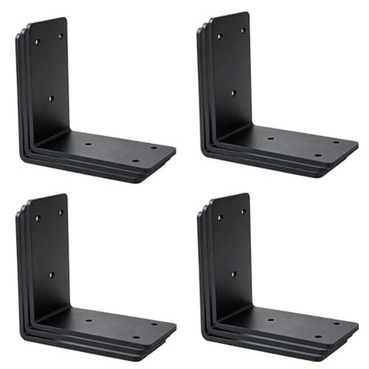 12 Pack L Post Brackets for Wood 2x4 Corner Angle Brace Black - size: 2''x4''x0.09''