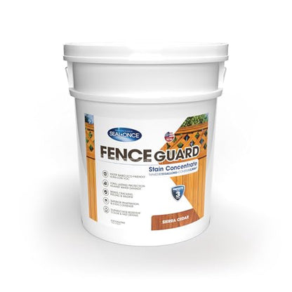 SEAL-ONCE Fence Guard Water-Repellent Wood Stain, Sierra Cedar, 5 Gallon - color: Sierra Cedar, size: 5 Gallon