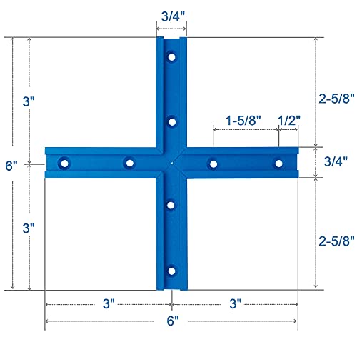 Aluminum T-Track Intersection Kit with Wood Screws– 1 PK (Blue) - size: 3"
