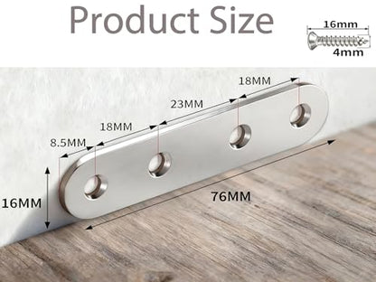 20PACK 3INCH X 0.6INCH Stainless Steel Straight Flat Bracket Repair Plate Brace,Mending Joining Plates for Wood, Board, Bed Frame, Furniture & Shelves,with Screws - size: 20PACK 3INCH X 0.6INCH