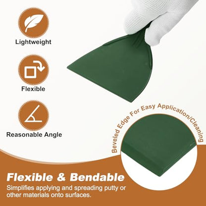 HARFINGTON 5pcs Putty Knife Scraper 4" Width Flexible Plastic Putty Knife Paint Scraper Tool for Taping Drywall Spreading Painting Wall Scratching Dark Green - color: Dark Green, size: 4"