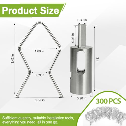 300 Pcs T Post Clips with Drill Chuck Tool, 12 Gauge Galvanized Steel
