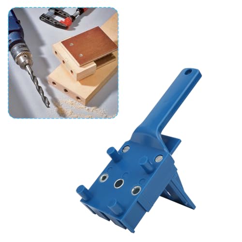 Handheld Dowel Jig Kit - Wood Doweling Hole Drill Guide Kit (Blue) - color: Blue