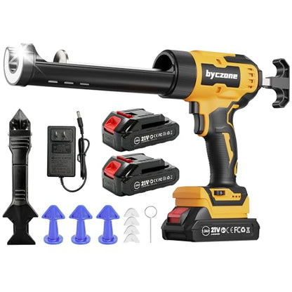 Electric Caulking Gun, 10 Oz Cordless Caulk Gun with 2X2.0Ah Batteries, 6-Speed, LED Light, Drip-free for Filling, Sealing, Repair